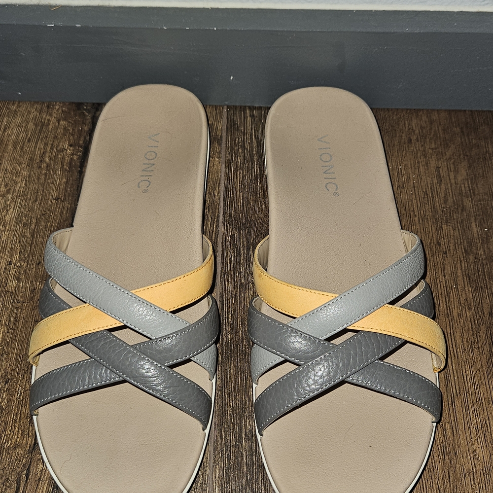 Vionic Women's Sandals in Gray and Yellow